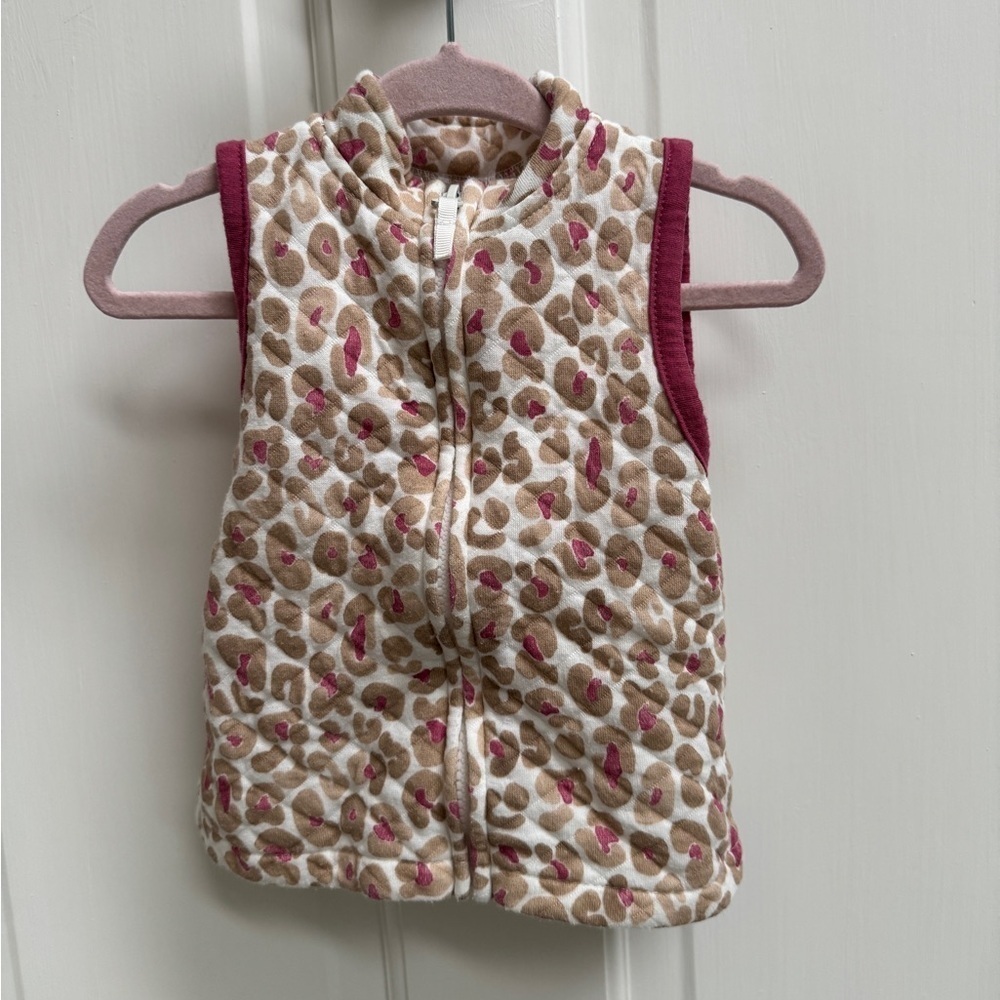 Chick Pea 6-9M White Cheetah Leopard Zip Up Vest